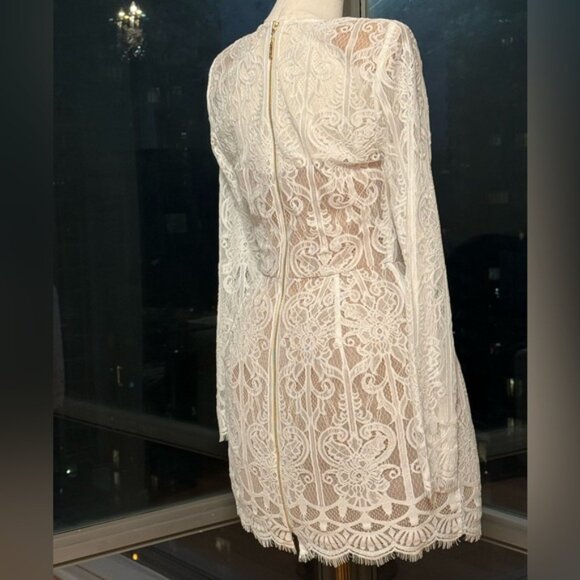 🆕 BRONX & BANCO 🧿 NWOT Casey White Lace Long Sleeve Mini Dress, Sz L / US 8 - Picture 11 of 16